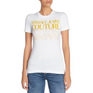 Versace Jeans Couture Women's Sz XL Logo Graphic Short Sleeve White T-Shirt NEW